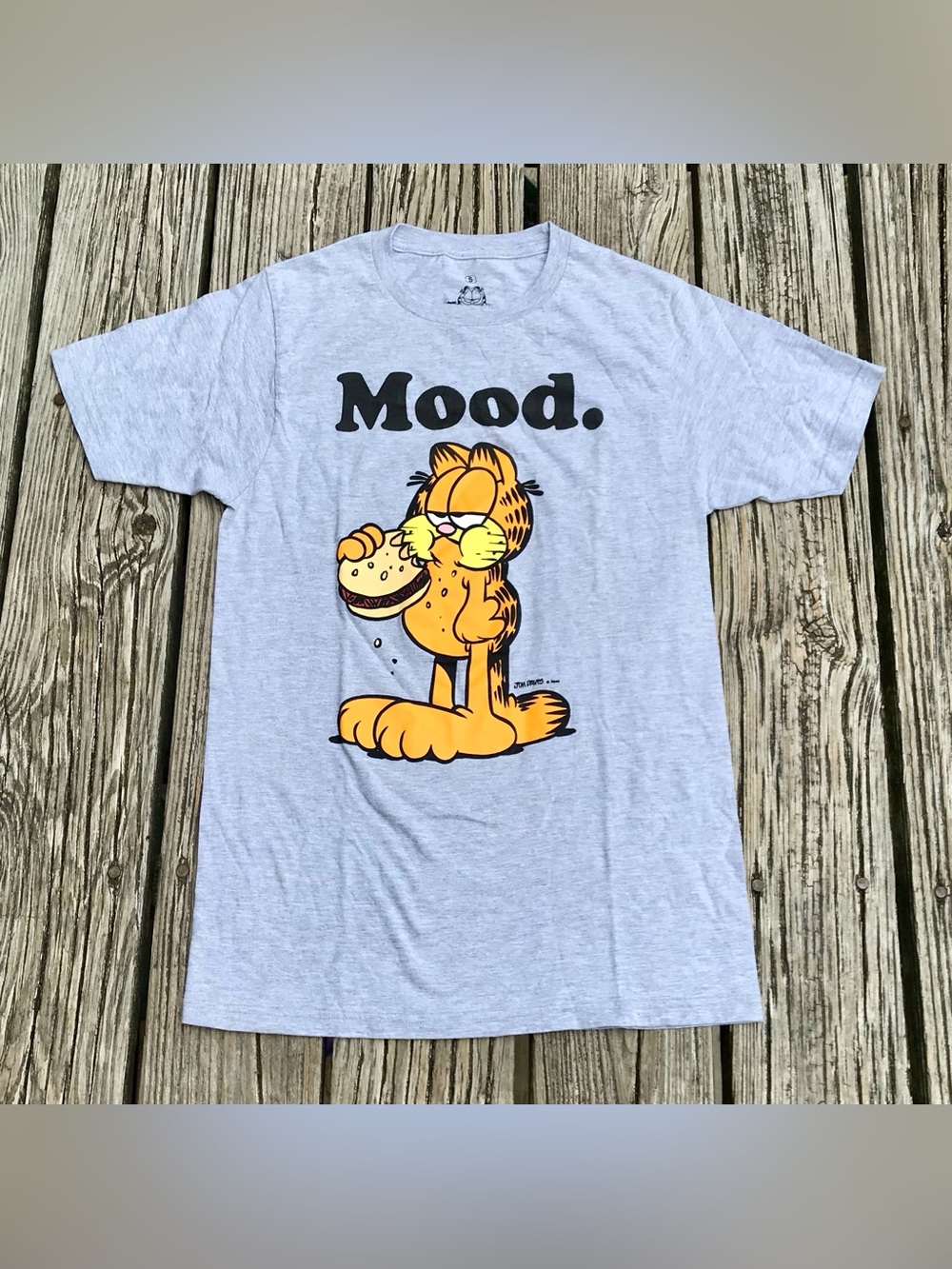 Mens M GARFIELD Graphic Cheeseburger Moog Funny Food Tee Cartoon Cat Tshirt